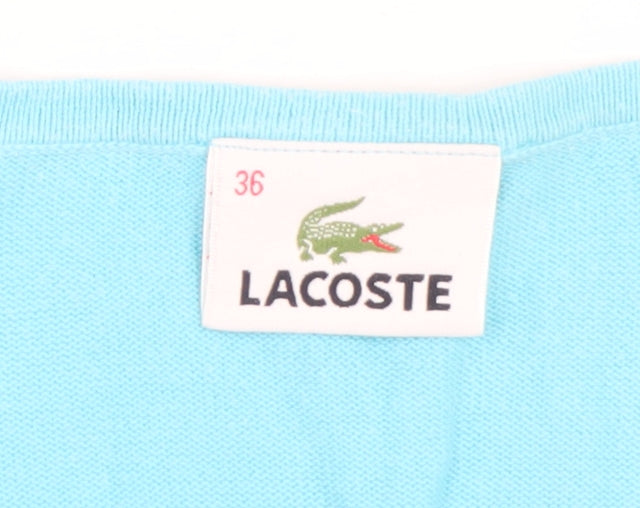 Lacoste Men Blue V-Neck Cotton Pullover Jumper Size S