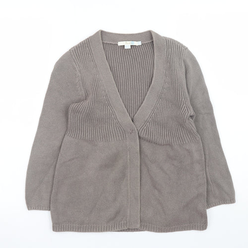 Boden Women Beige Cotton V-Neck Long Sleeve Cardigan Size 10