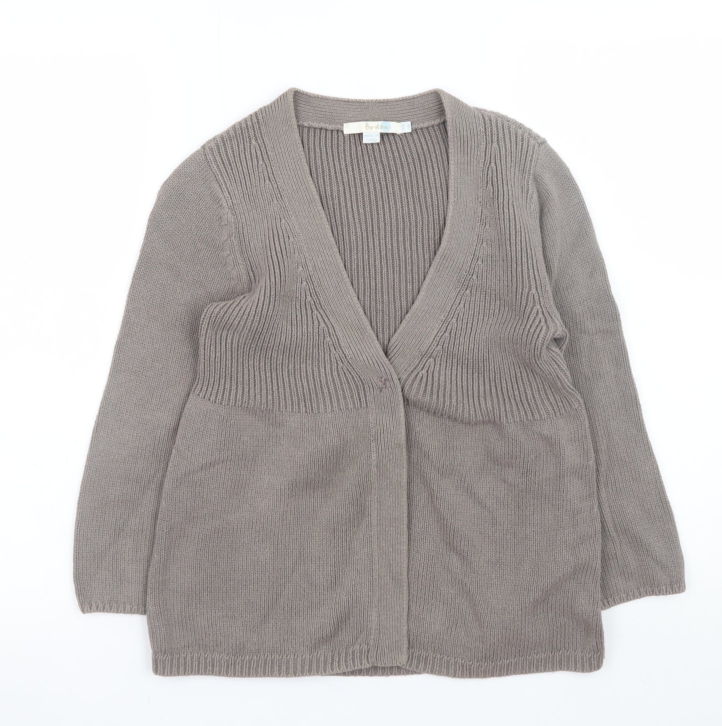 Boden Women Beige Cotton V-Neck Long Sleeve Cardigan Size 10