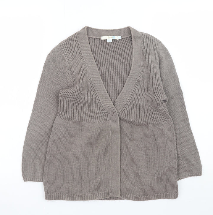 Boden Women Beige Cotton V-Neck Long Sleeve Cardigan Size 10