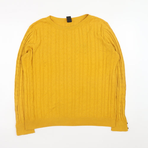 Gok for Tu Women Yellow Cable-Knit Crew Neck Jumper Size 14
