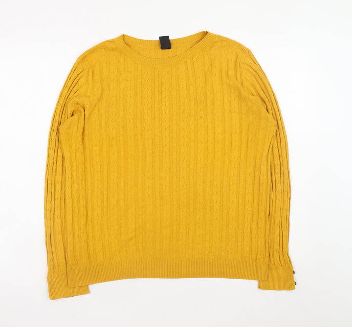 Gok for Tu Women Yellow Cable-Knit Crew Neck Jumper Size 14
