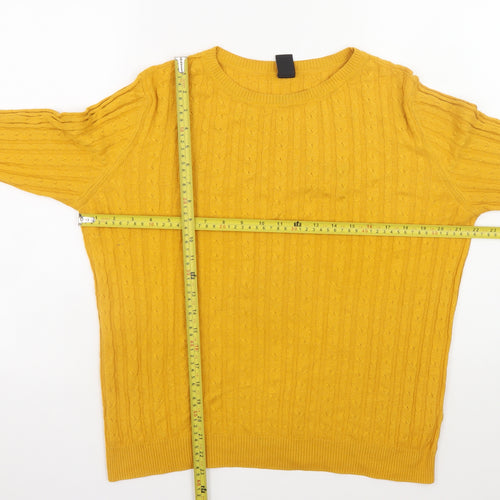 Gok for Tu Women Yellow Cable-Knit Crew Neck Jumper Size 14