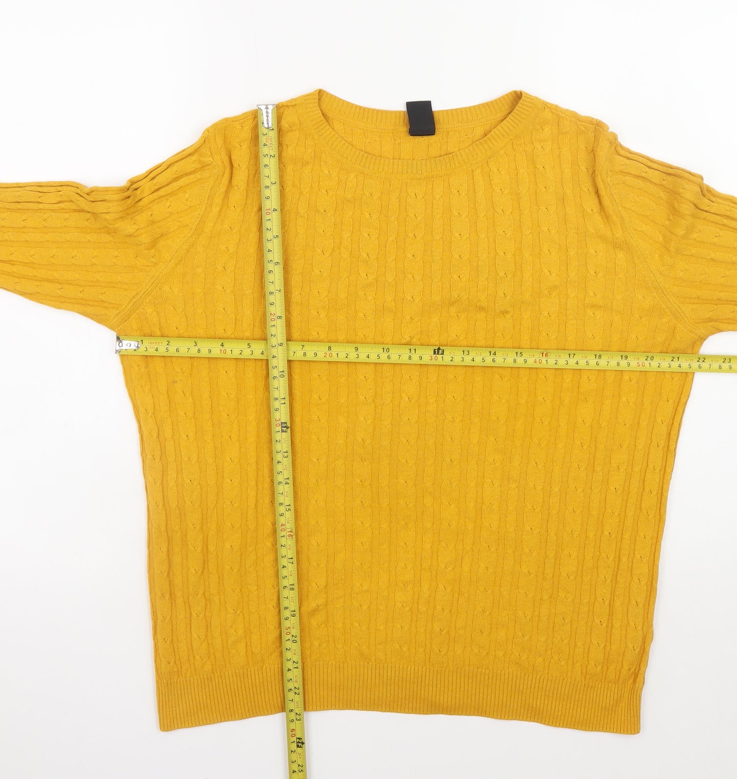 Gok for Tu Women Yellow Cable-Knit Crew Neck Jumper Size 14