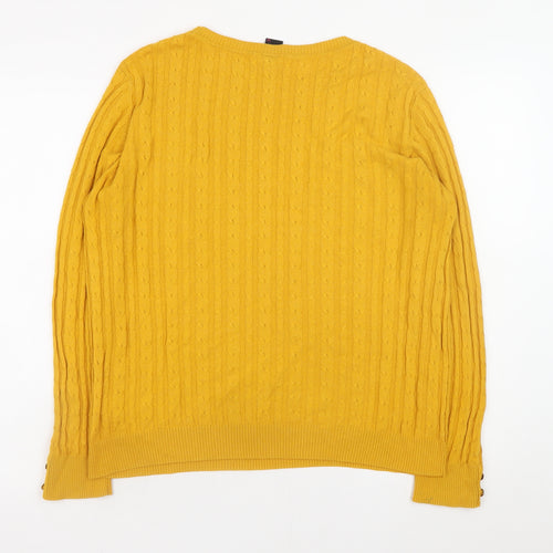 Gok for Tu Women Yellow Cable-Knit Crew Neck Jumper Size 14