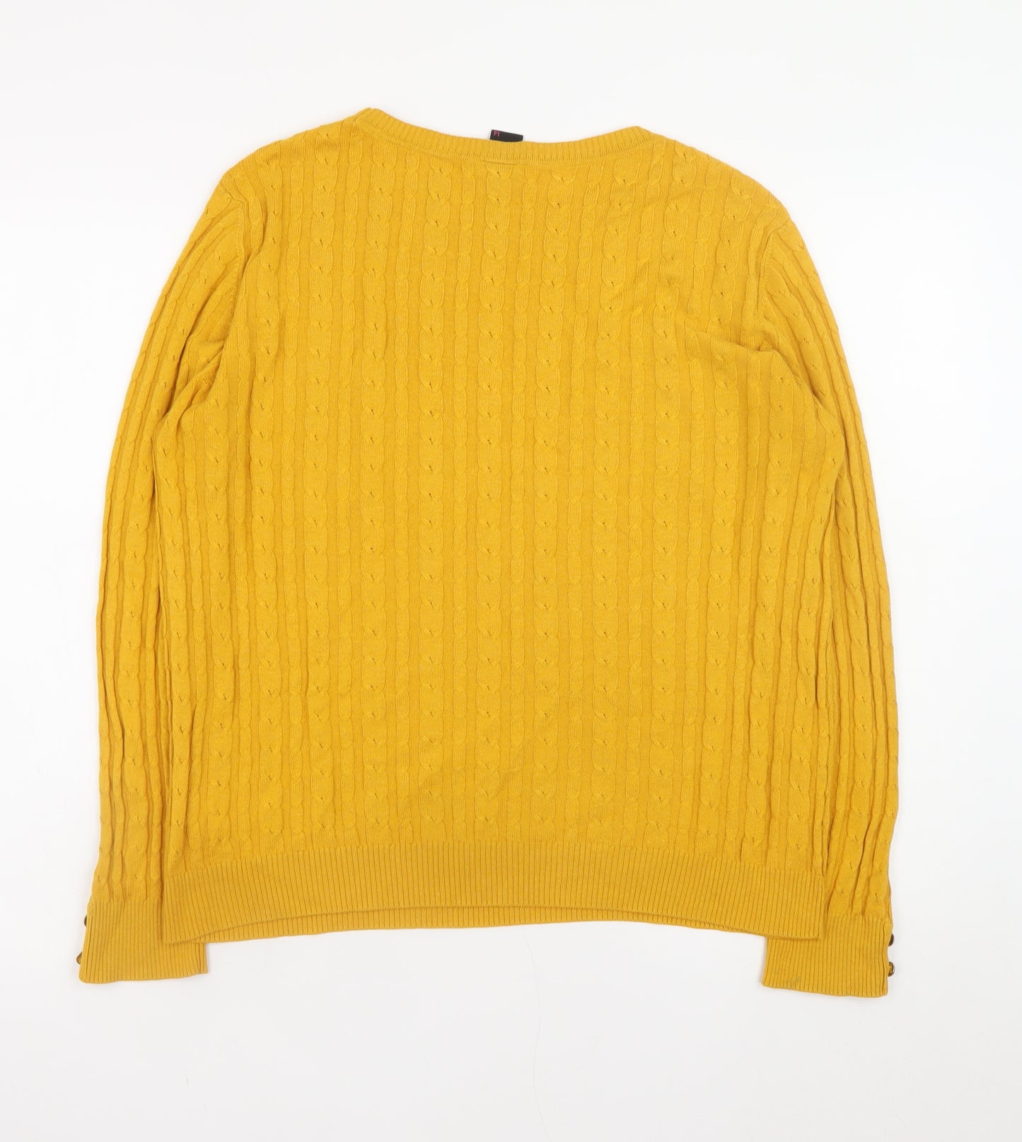 Gok for Tu Women Yellow Cable-Knit Crew Neck Jumper Size 14