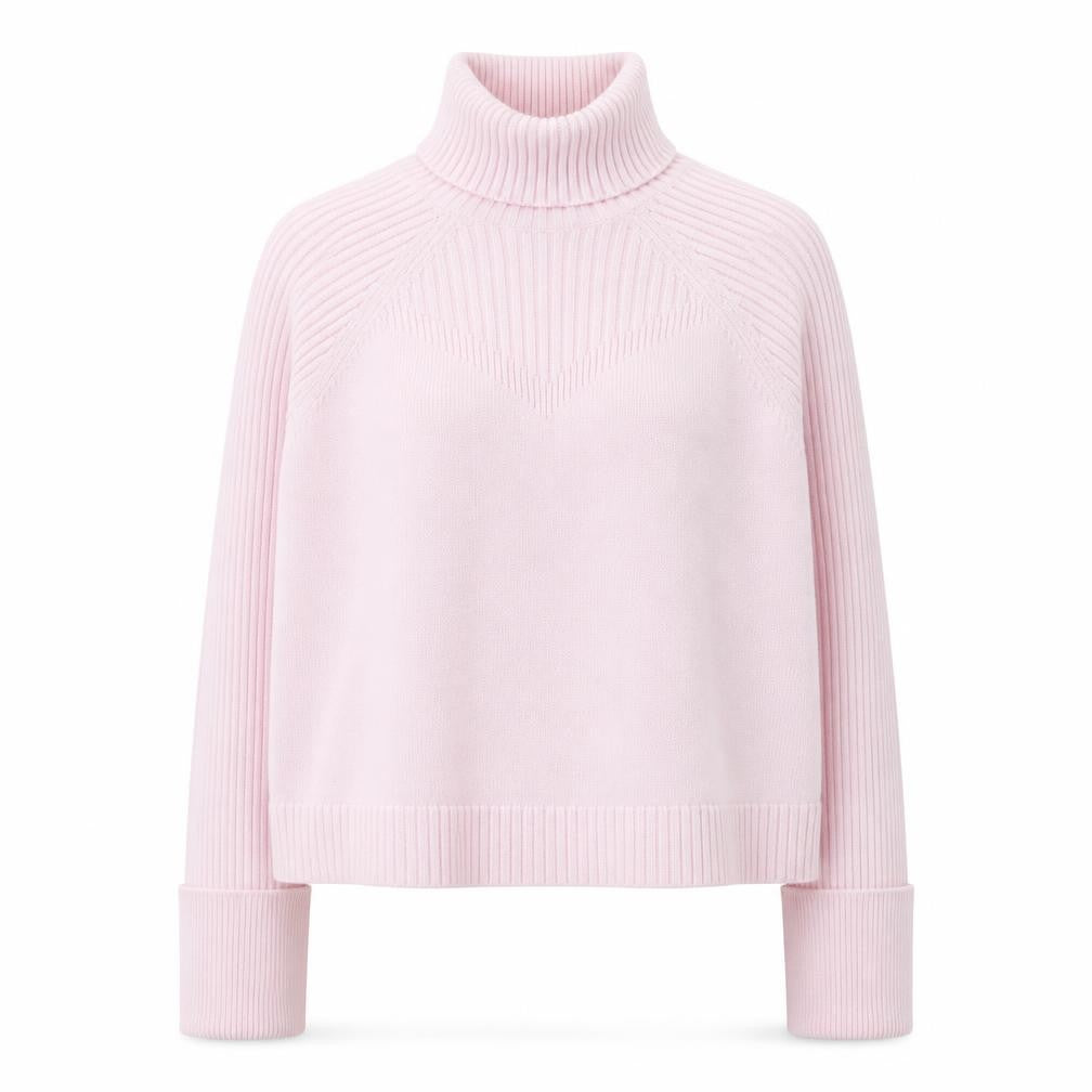 Front view of River Island Women’s Pink Roll Neck Knit Jumper Medium