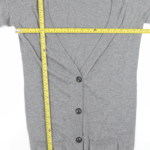 Jack Wills Women's Grey Cotton V-Neck Cardigan Size 12