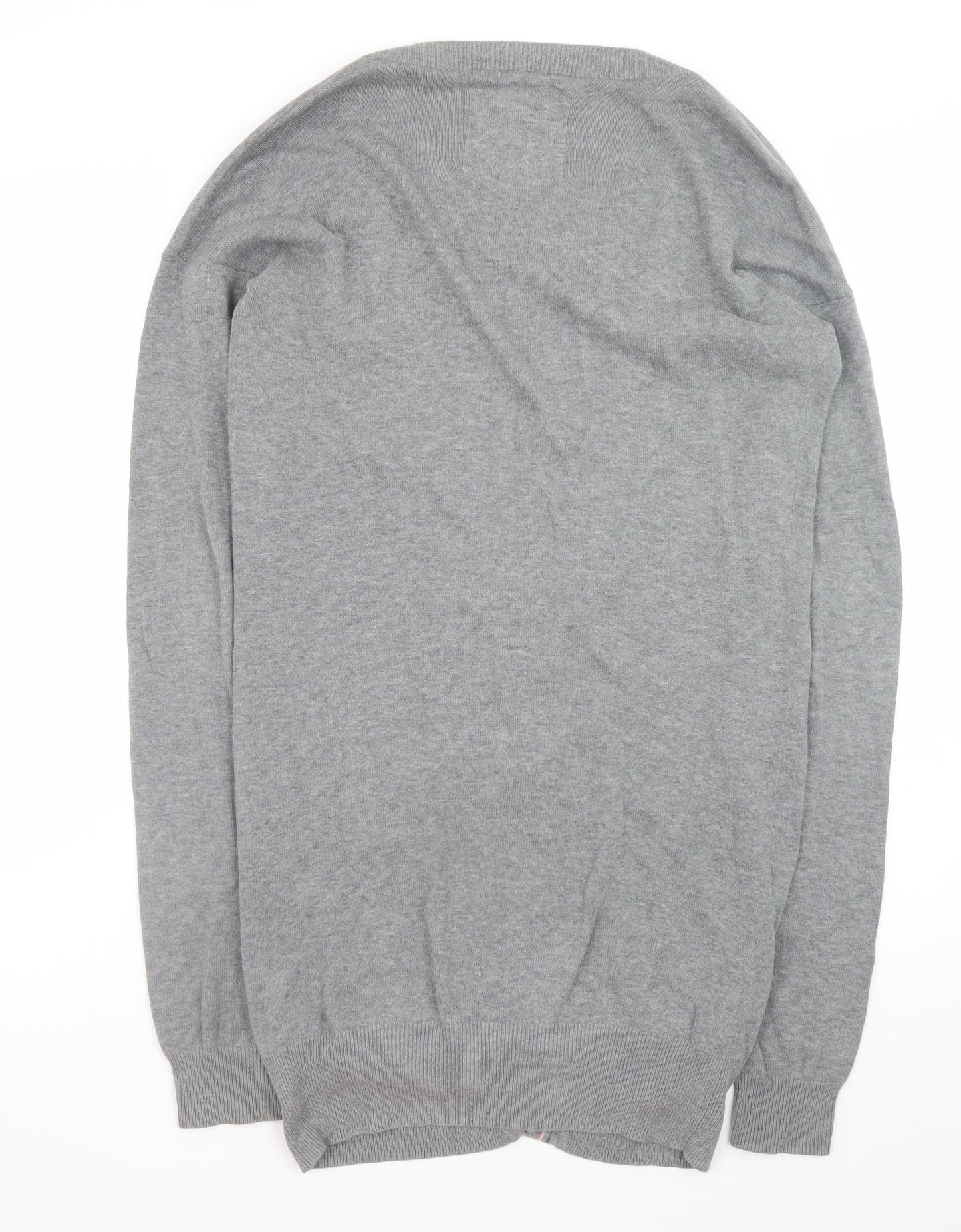 Jack Wills Women's Grey Cotton V-Neck Cardigan Size 12