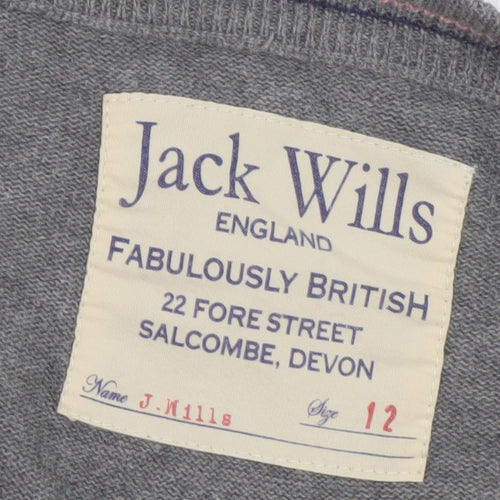 Jack Wills Women's Grey Cotton V-Neck Cardigan Size 12