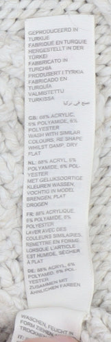 Fat Face Women’s Beige Cable Knit Cape Jumper S High Neck Acrylic Blend
