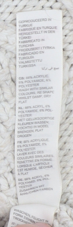 Fat Face Women’s Beige Cable Knit Cape Jumper S High Neck Acrylic Blend