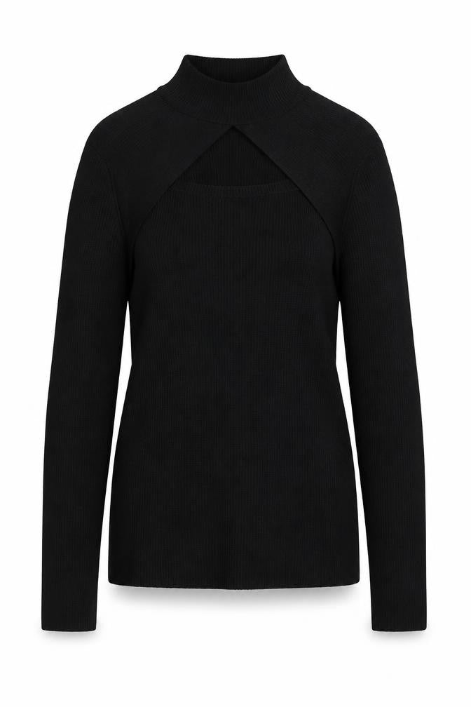 Front view of F&F Women’s Black Mock Neck Long Sleeve jumper L