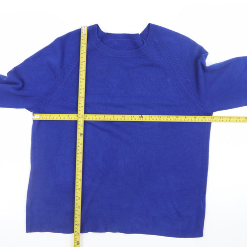 Marks and Spencer Women Blue Acrylic Crew Neck Long Sleeve Jumper Size 14