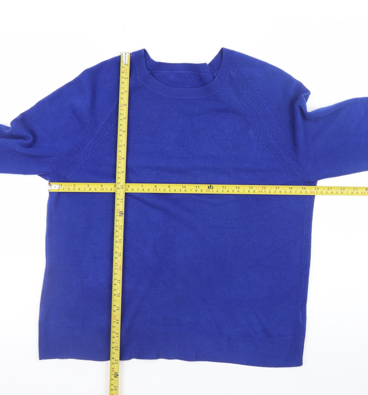 Marks and Spencer Women Blue Acrylic Crew Neck Long Sleeve Jumper Size 14