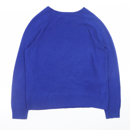 Marks and Spencer Women Blue Acrylic Crew Neck Long Sleeve Jumper Size 14