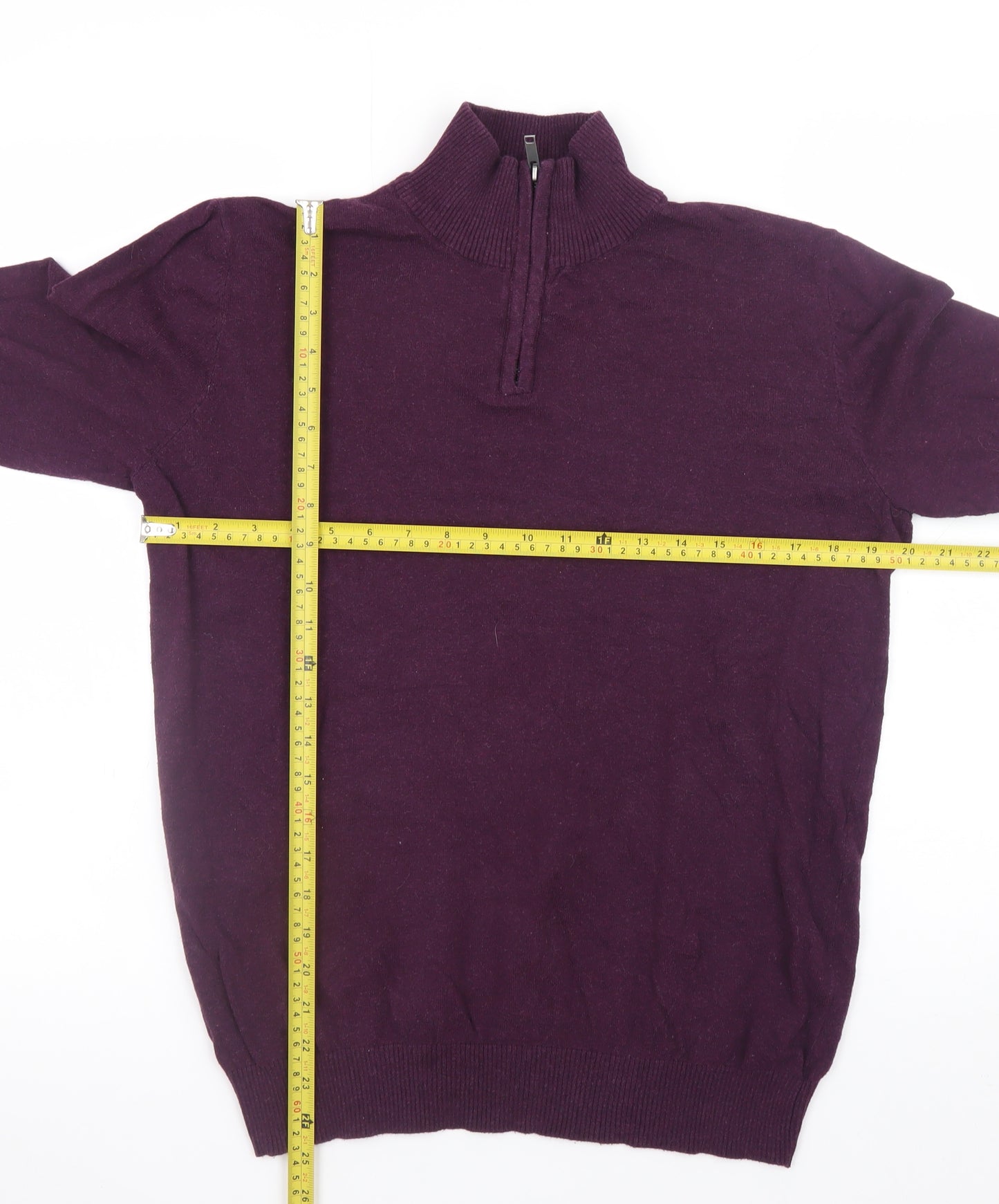 ACW85 Women's Purple 1/2 Zip Cotton Knit Jumper Medium