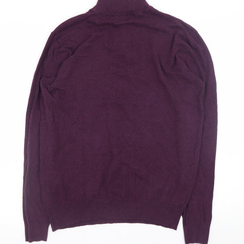 ACW85 Women's Purple 1/2 Zip Cotton Knit Jumper Medium