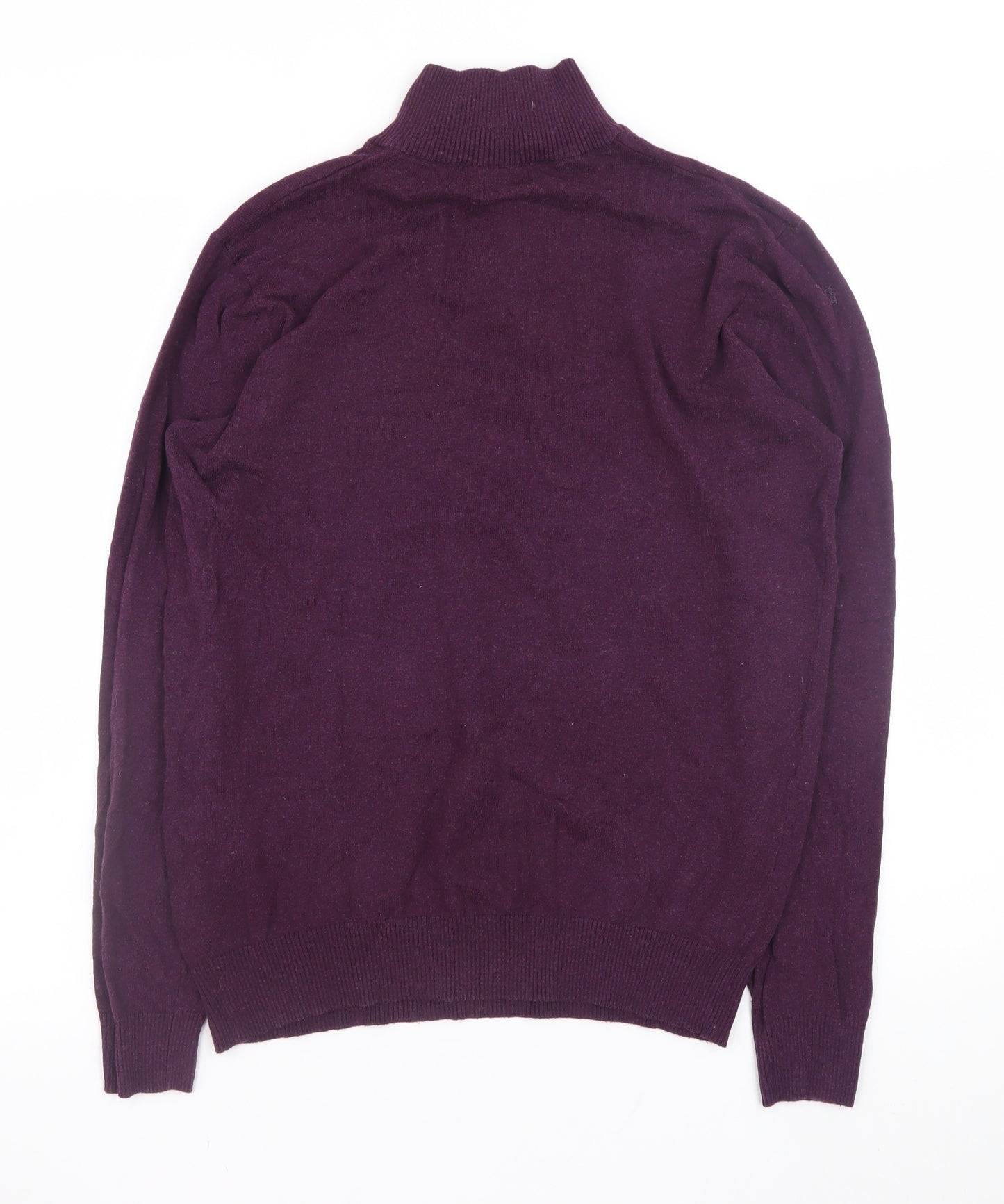 ACW85 Women's Purple 1/2 Zip Cotton Knit Jumper Medium