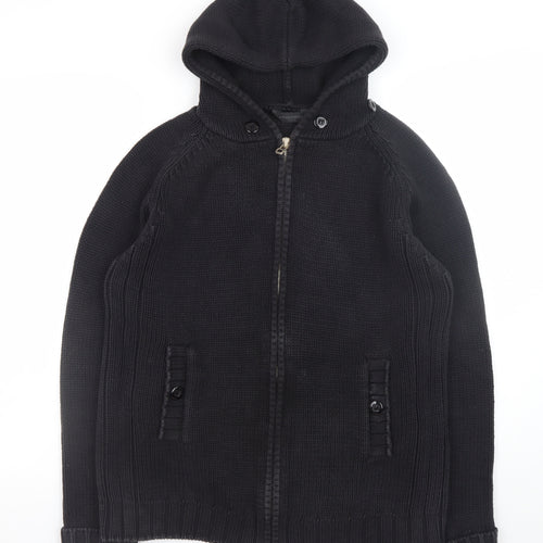 Full Circle Men's Black Cotton Hooded Full Zip Jumper Size L