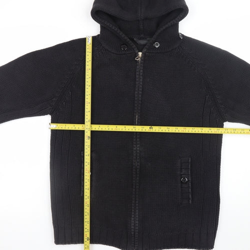 Full Circle Men's Black Cotton Hooded Full Zip Jumper Size L