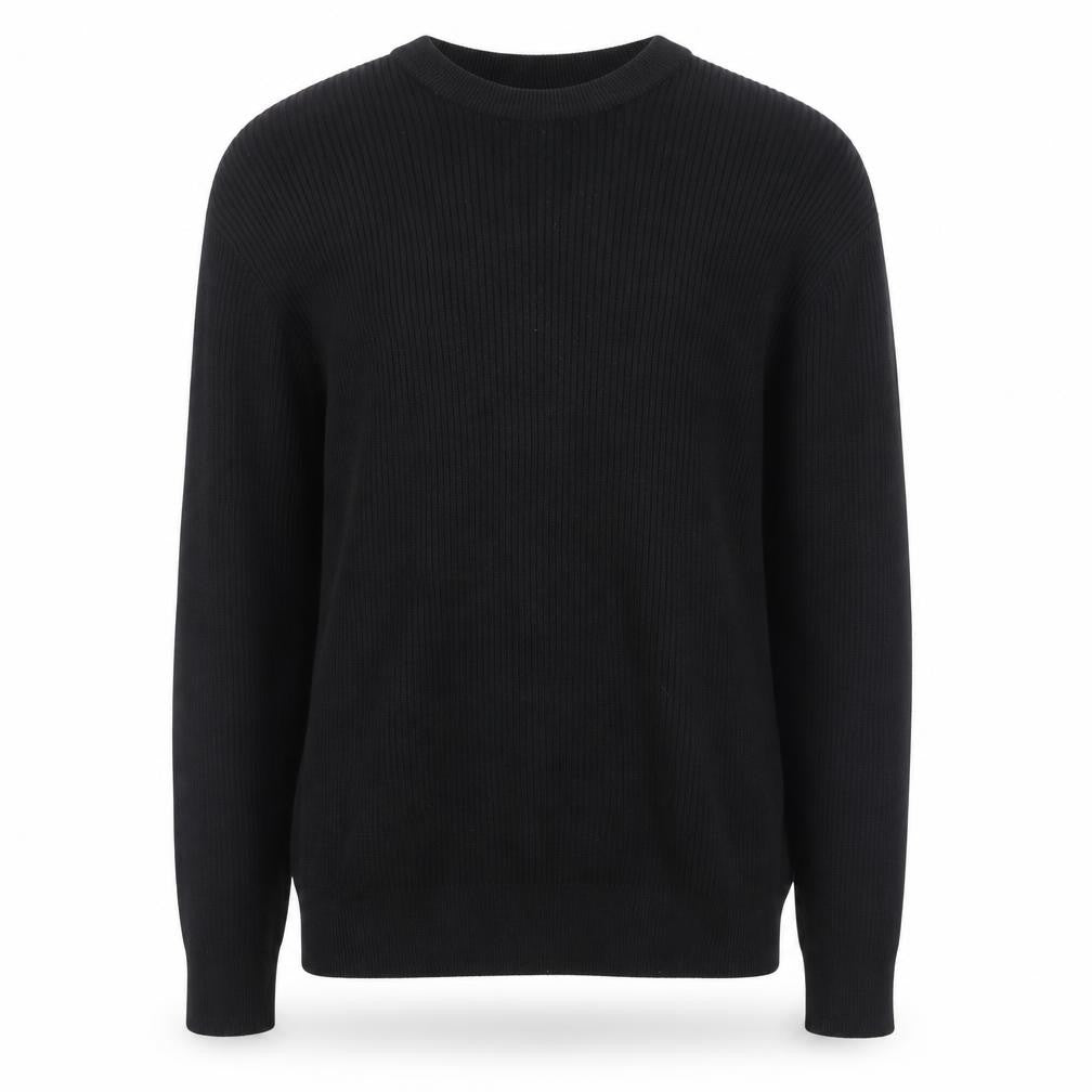 H&M Men's Black Cotton Relaxed Fit Crew Neck Jumper Size S