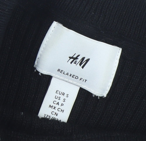 H&M Men's Black Cotton Relaxed Fit Crew Neck Jumper Size S