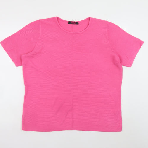 CRUZ Women's Pink Cotton Blend Short Sleeve Crew Neck Jumper Size 20