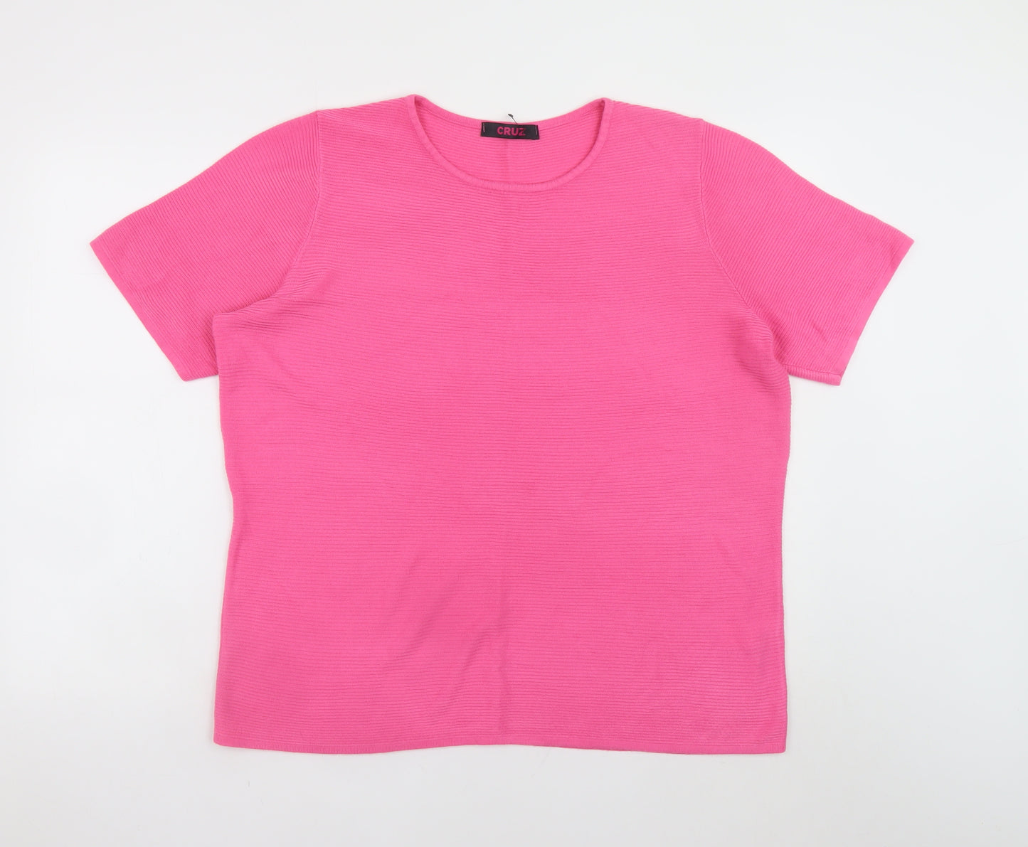 CRUZ Women's Pink Cotton Blend Short Sleeve Crew Neck Jumper Size 20