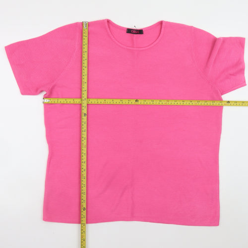 CRUZ Women's Pink Cotton Blend Short Sleeve Crew Neck Jumper Size 20