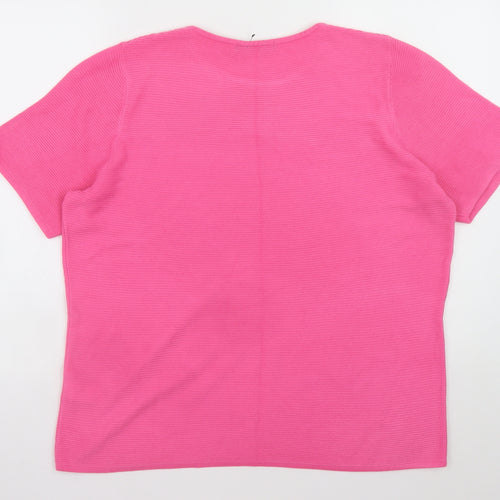 CRUZ Women's Pink Cotton Blend Short Sleeve Crew Neck Jumper Size 20