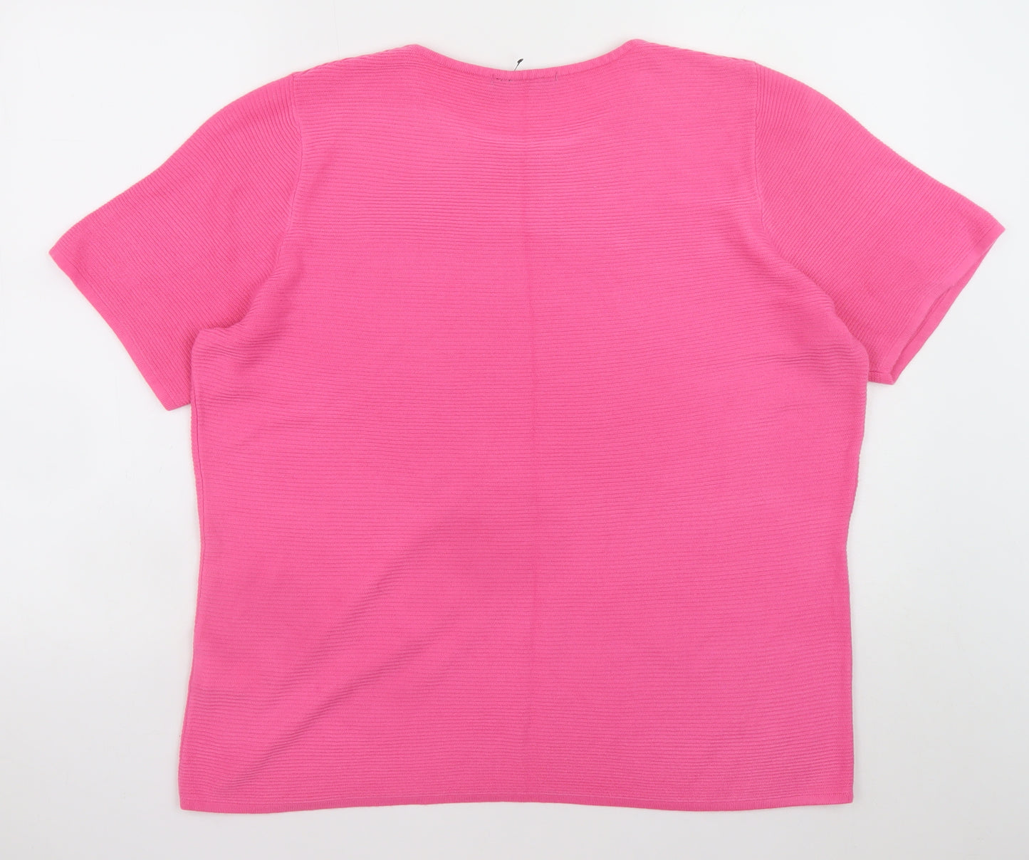 CRUZ Women's Pink Cotton Blend Short Sleeve Crew Neck Jumper Size 20