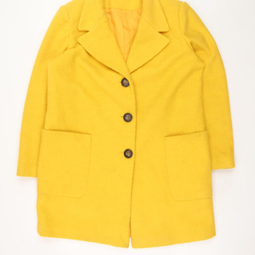 Peacocks Women's Yellow Polyester Overcoat Size 14