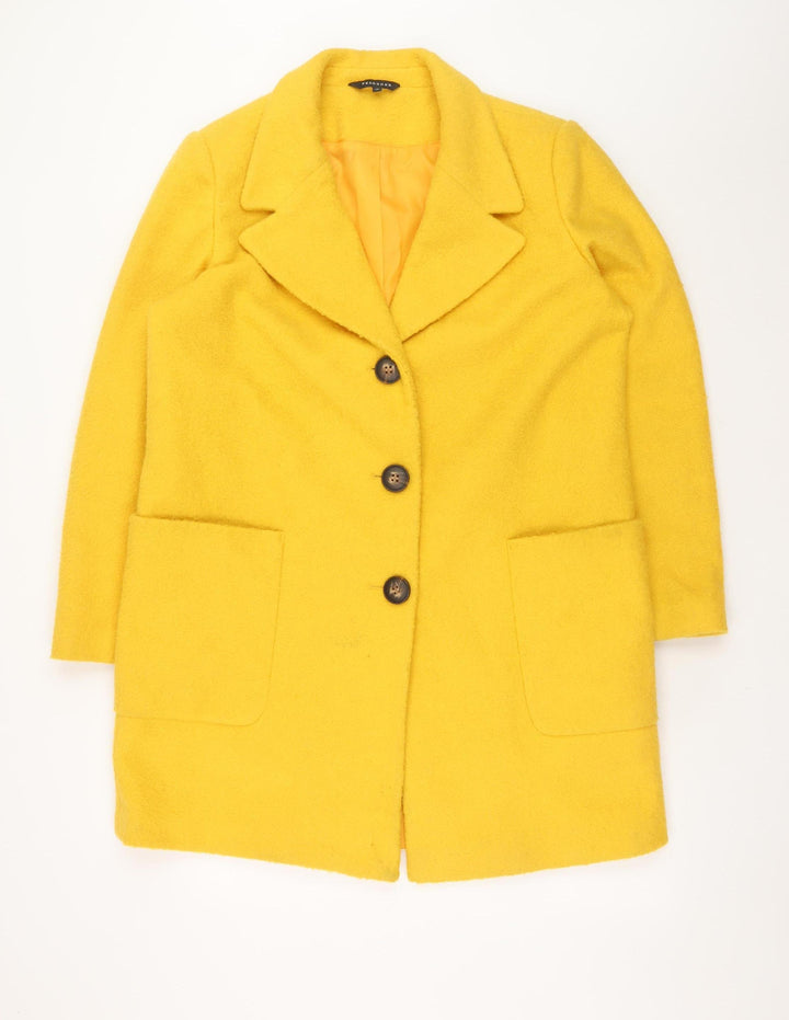 Peacocks Women's Yellow Polyester Overcoat Size 14