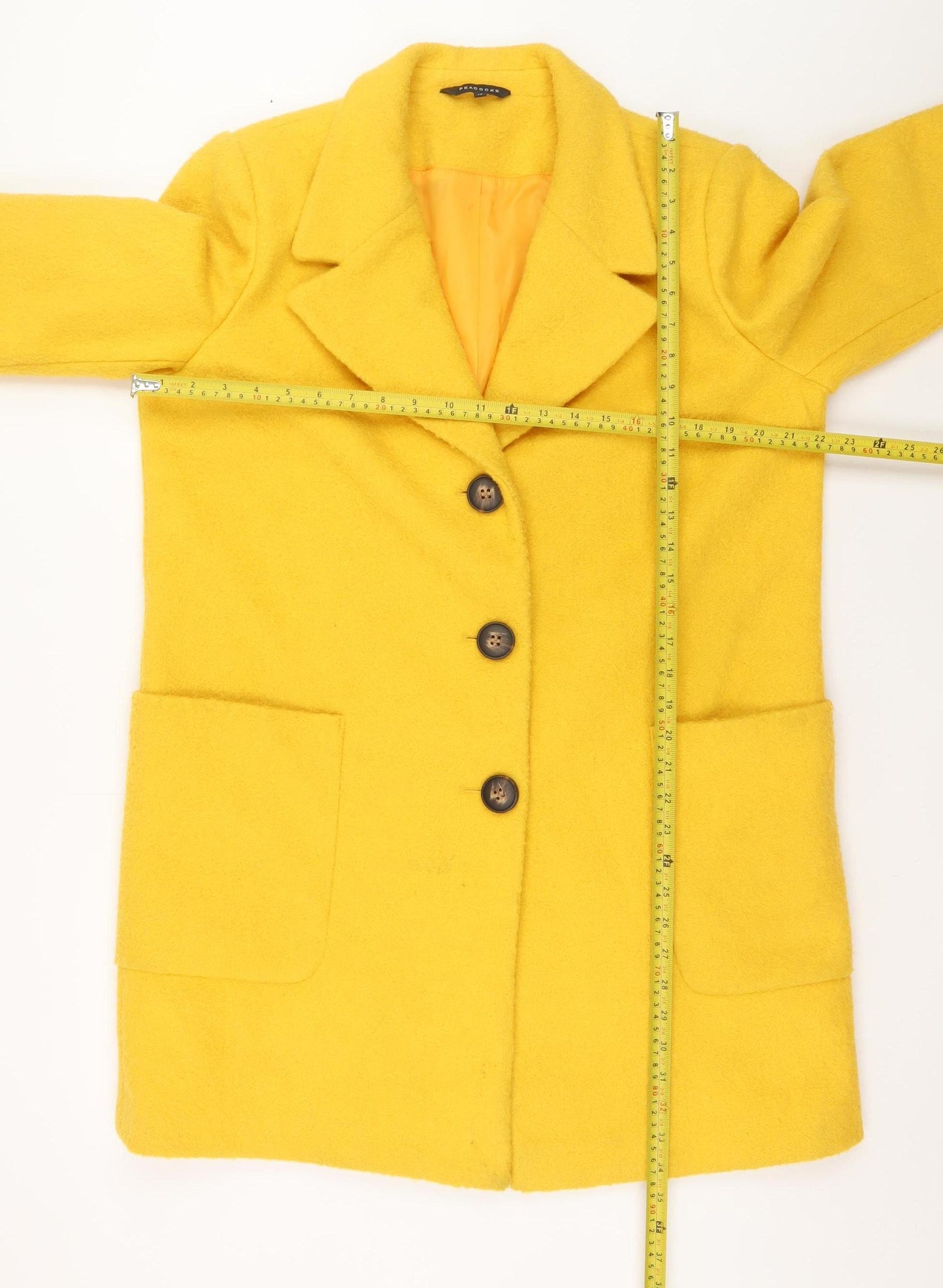 Peacocks Women's Yellow Polyester Overcoat Size 14