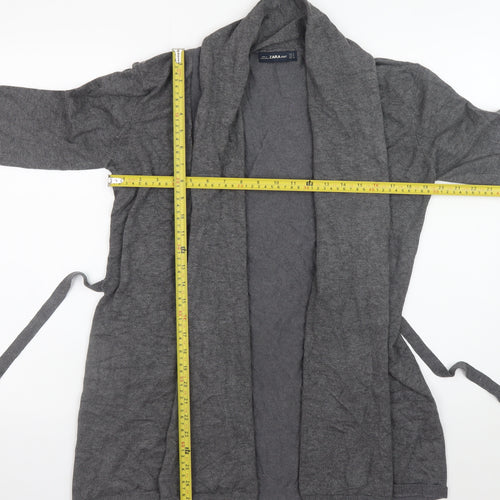 Zara Women Grey Knit Belted Cardigan Size 12