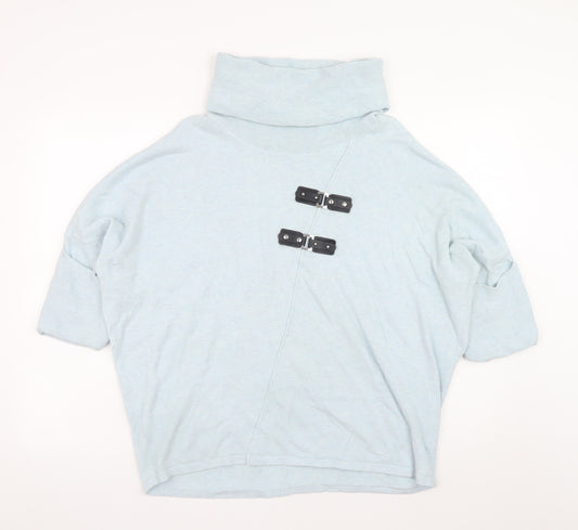 Marble Women’s Blue Cotton Roll Neck Jumper Size 12