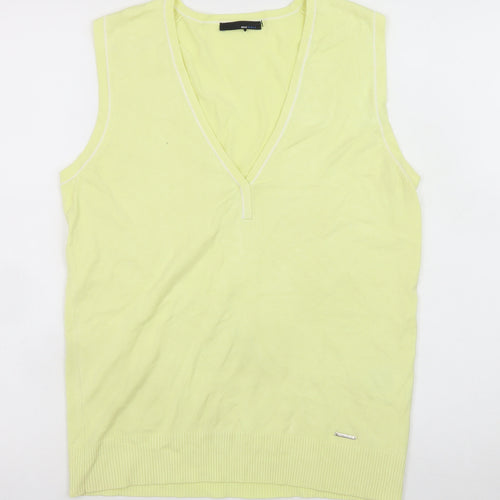 Brax Golf Men's Yellow Sleeveless V-Neck T-Shirt M Viscose Blend