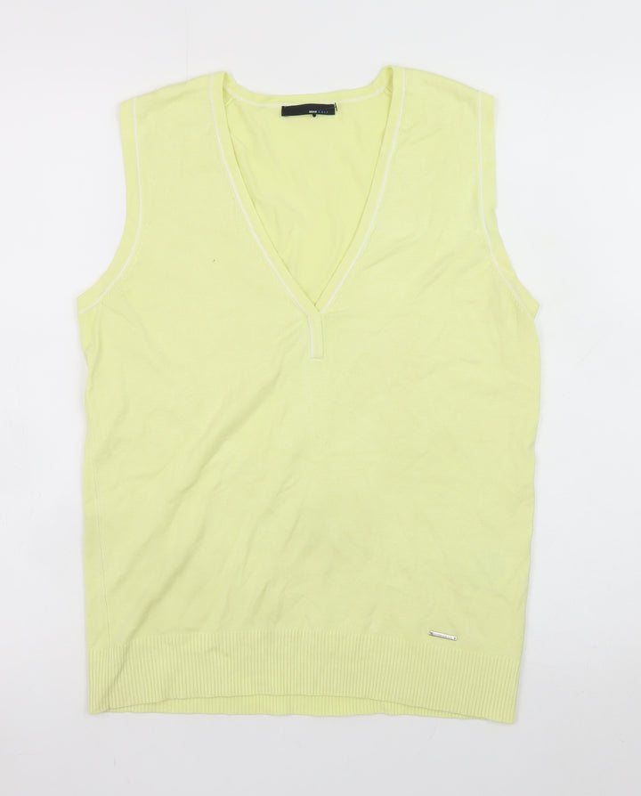 Brax Golf Men's Yellow Sleeveless V-Neck T-Shirt M Viscose Blend