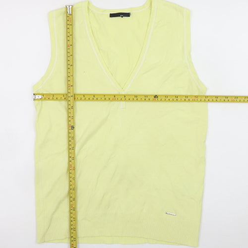 Brax Golf Men's Yellow Sleeveless V-Neck T-Shirt M Viscose Blend