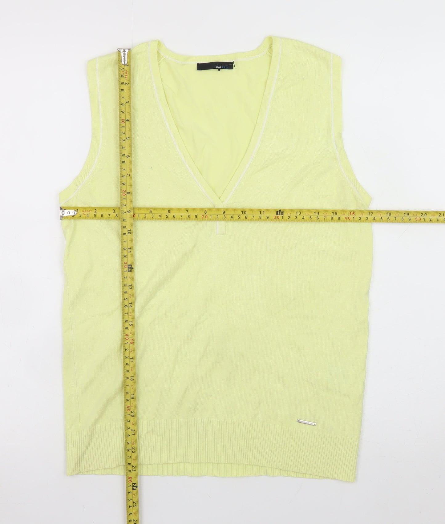 Brax Golf Men's Yellow Sleeveless V-Neck T-Shirt M Viscose Blend
