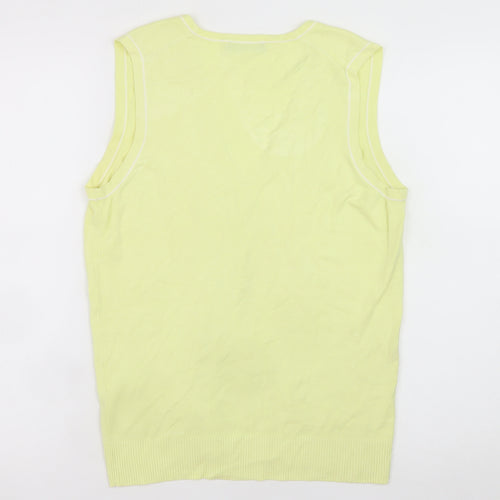 Brax Golf Men's Yellow Sleeveless V-Neck T-Shirt M Viscose Blend