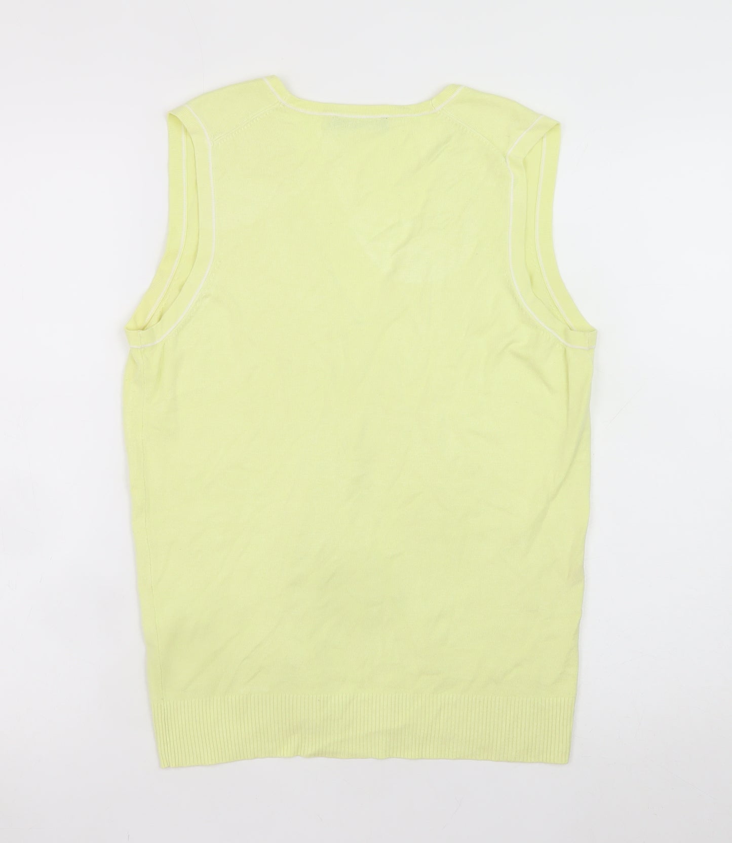 Brax Golf Men's Yellow Sleeveless V-Neck T-Shirt M Viscose Blend