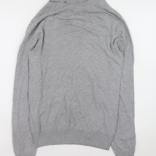 Cedarwood State Men’s Grey Cotton Shawl Collar Button Jumper Size S