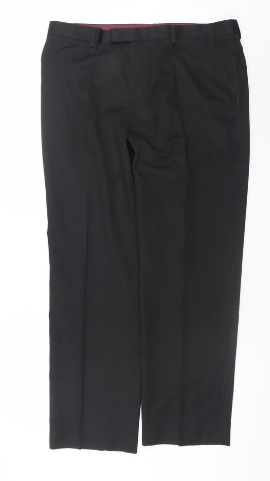 Marks and Spencer Men’s Black Regular Fit Dress Trousers 38W 31L