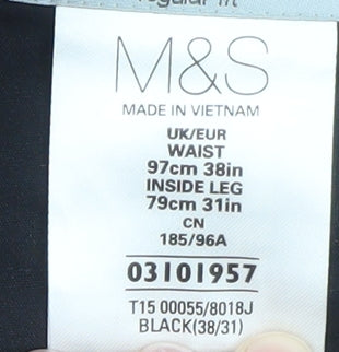 Marks and Spencer Men’s Black Regular Fit Dress Trousers 38W 31L