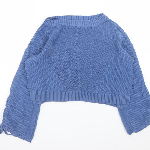Hollister Womens Blue Cotton Chunky Knit Crew Neck Jumper S