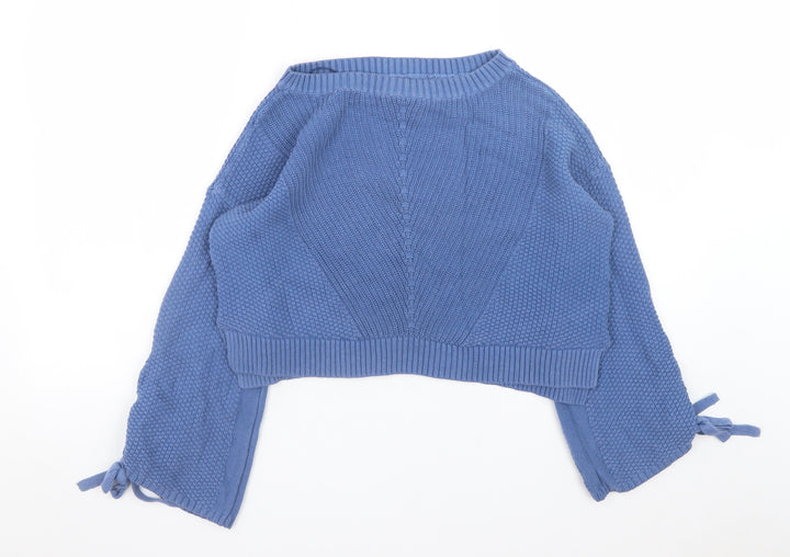 Hollister Womens Blue Cotton Chunky Knit Crew Neck Jumper S