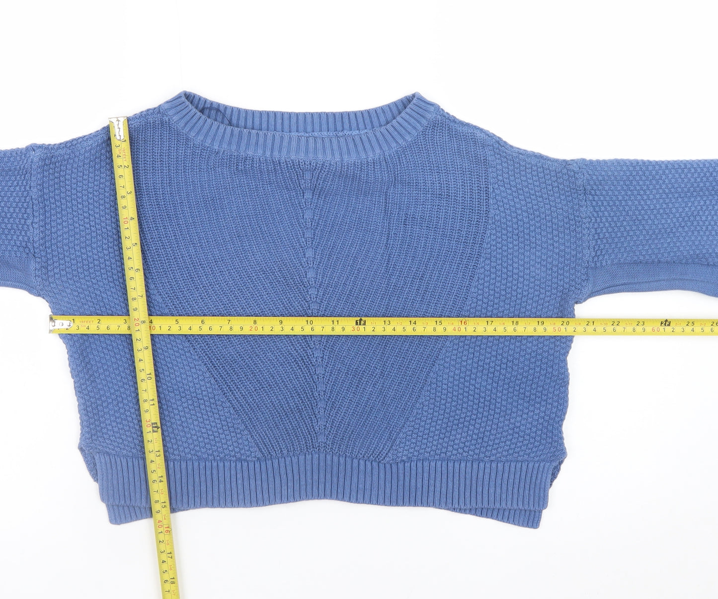 Hollister Womens Blue Cotton Chunky Knit Crew Neck Jumper S