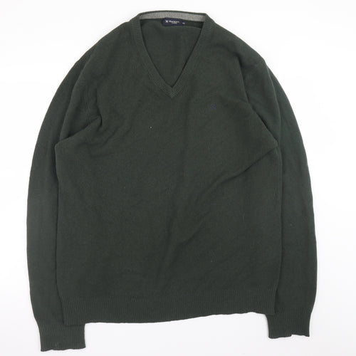 Hackett London Men's Green Wool V-Neck Pullover Jumper 2XL